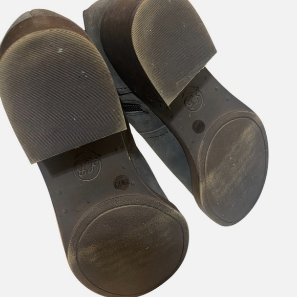 Lucky Brand Tall Suede Leather Riding Boots Gray Stretch Calf Equestrian Western - Picture 8 of 10